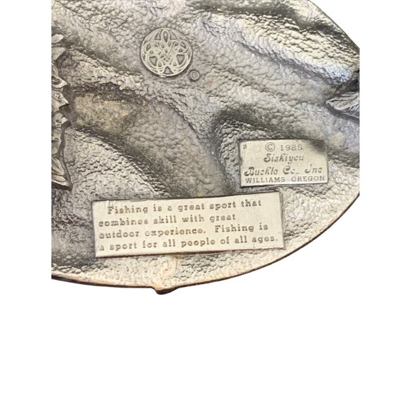 Vintage Siskiyou Id Rather Be Fishing 1985 Pewter Belt Buckle (1789) - Picture 4 of 4